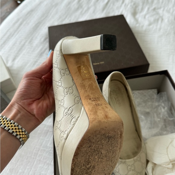 Gucci Guccisissima leather heels in mystic white size 38.5 - Picture 9 of 9